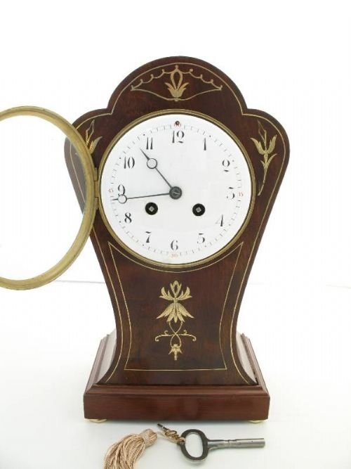 fig 3. BEAUTIFUL MAHOGANY MANTEL CLOCK BY SAMUEL MARTI C1890
