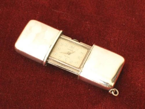 Solid Silver Movado Ermeto Purse Watch Travel Clock C1930