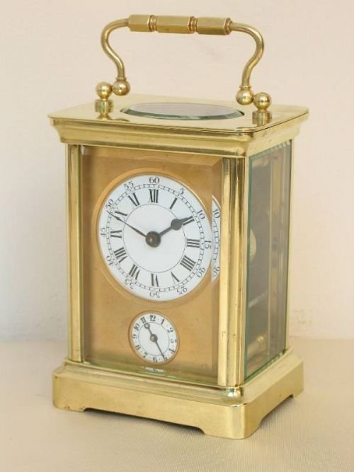 fig 1. FINE EARLY VICTORIAN GILT CARRIAGE ALARM CLOCK C1860