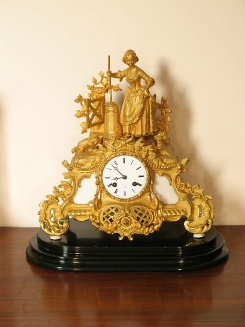 fig 1. STUNNING FRENCH ORMOLU MANTEL CLOCK BY HENRY MARC C1860