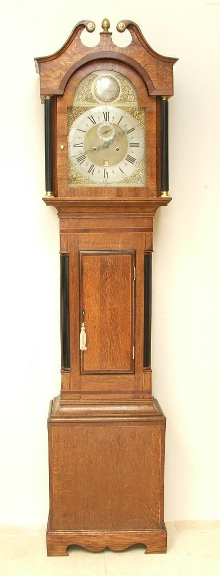fig 1. OAK LONGCASE CLOCK BY SAMUEL AUSTIN OF ROMSEY c1750