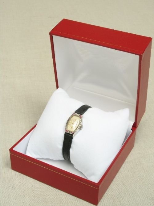 fig 4. 18CT WHITE GOLD DIAMOND RUBY ART DECO COCKTAIL WATCH c1925