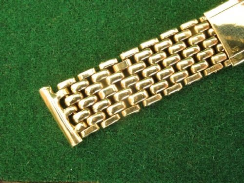 fig 1. SOLID 9CT 9K BEADS OF RICE MENS WATCH STRAP BRACELET c1955
