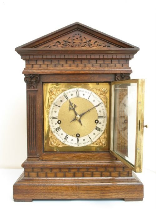 fig 1. SUPERB RARE WINTERHALDER AND HOFFMEIR OAK FULL WESTMINSTER QUARTER CHIMING REPEATER BRACKET CLOCK C1890