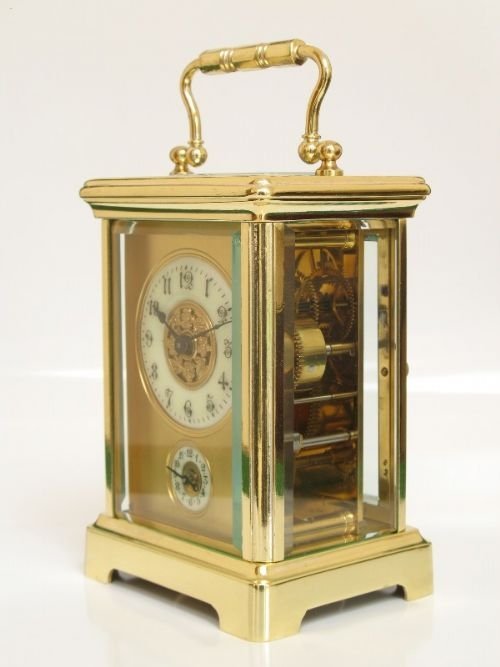 fig 2. FINE EARLY VICTORIAN GILT CARRIAGE ALARM CLOCK C1860