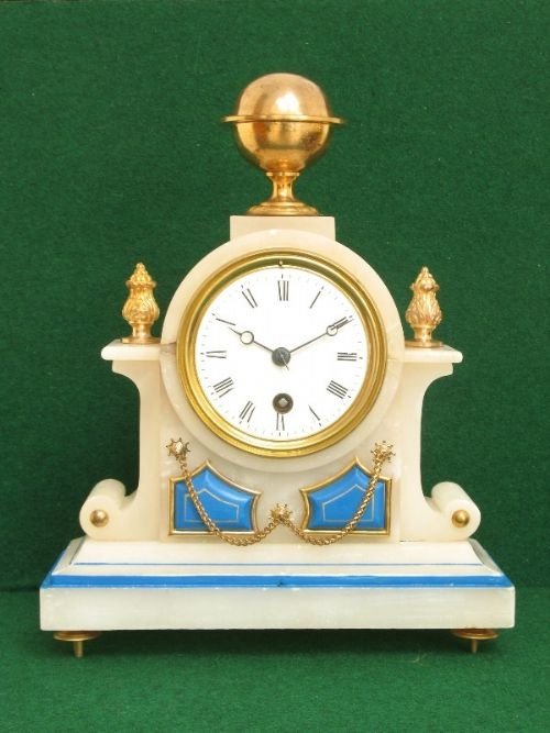 Pretty French Alabaster Marble Boudoir Bedroom Clock C1880