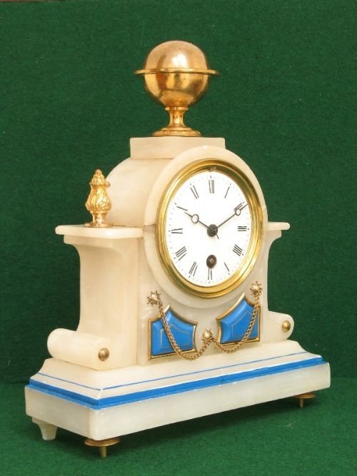 fig 2. PRETTY FRENCH ALABASTER MARBLE BOUDOIR BEDROOM CLOCK C1880