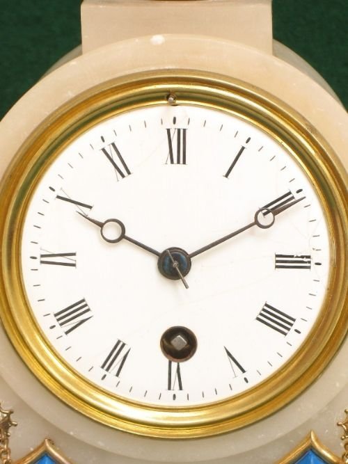 fig 3. PRETTY FRENCH ALABASTER MARBLE BOUDOIR BEDROOM CLOCK C1880