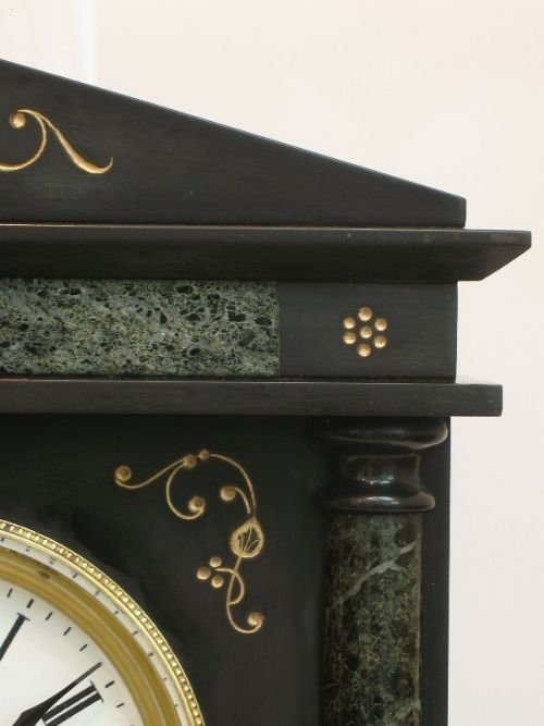 fig 4. BEAUTIFUL BLACK MARBLE SERPENTINE FRENCH MANTEL CLOCK C1880