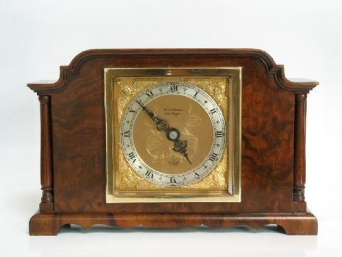 Beautiful Small Elliott Burr Walnut Mantel Clock C1920