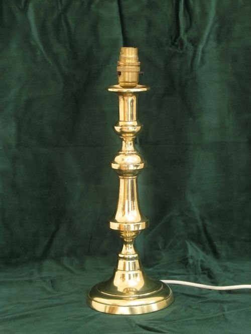 fig 1. BEAUTIFUL VICTORIAN SOLID BRASS CANDLESTICK TABLE LAMP C1890