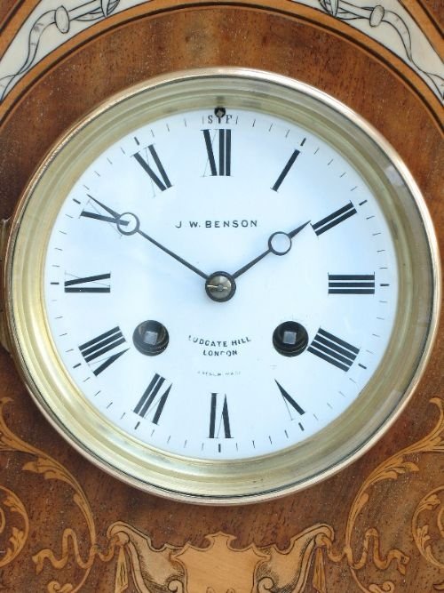 fig 3. EXCEPTIONAL MAHOGANY AND INLAID BRACKET CLOCK BY J W BENSON C1890