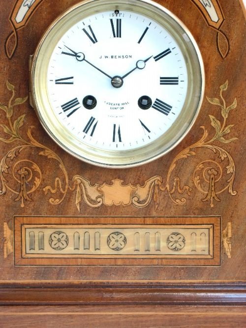 fig 4. EXCEPTIONAL MAHOGANY AND INLAID BRACKET CLOCK BY J W BENSON C1890
