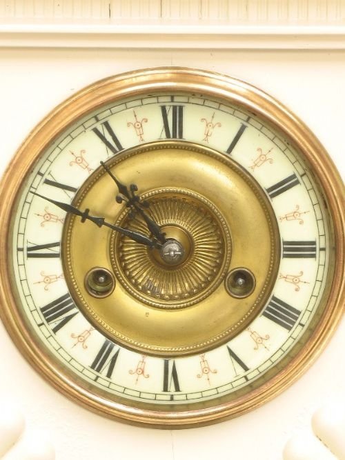 fig 3. SHABBY CHIC PAINTED VICTORIAN MANTEL CLOCK C1880