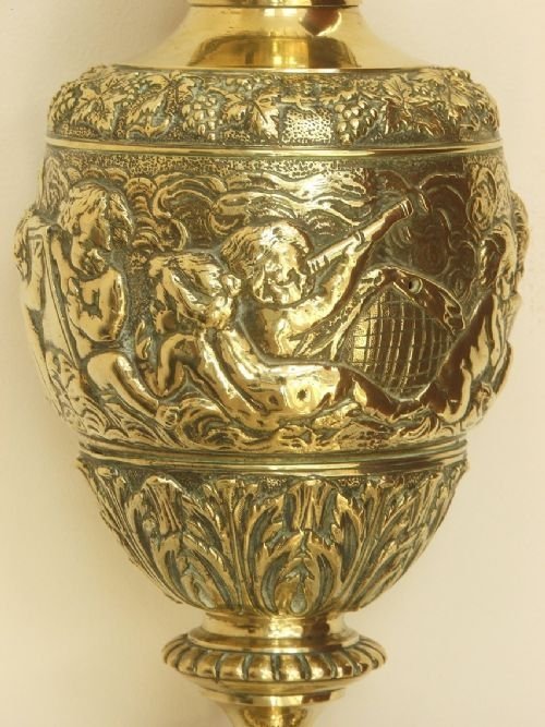 fig 2. EXQUISITE LARGE ORNATE SOLID BRASS TABLE LAMP C1920