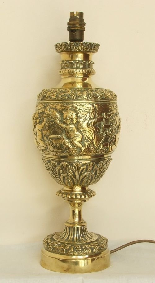 Exquisite Large Ornate Solid Brass Table Lamp C1920