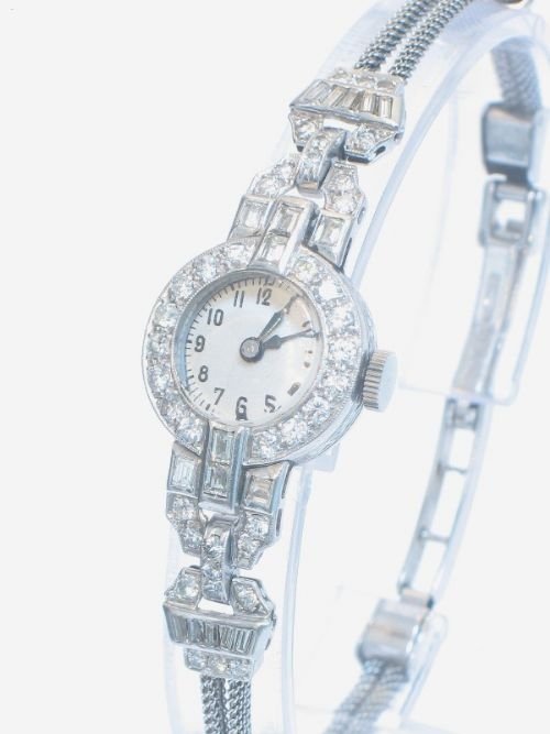 fig 3. 	
EXQUISITE LADIES PLATINUM DIAMOND ART DECO COCKTAIL WATCH c1930
