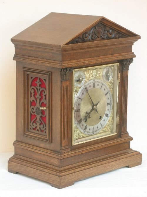 fig 1. SUPERB OAK WINTERHALDER HOFMEIER TING TANG MANTEL CLOCK c1890