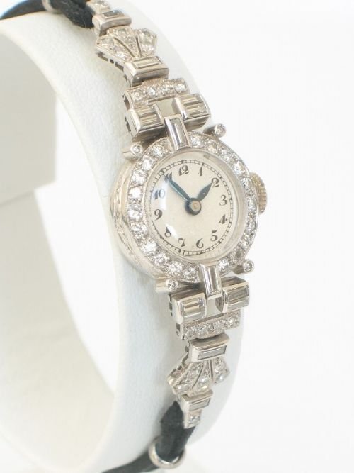 Beautiful Platinum and Diamonds Art Deco Cocktail Watch