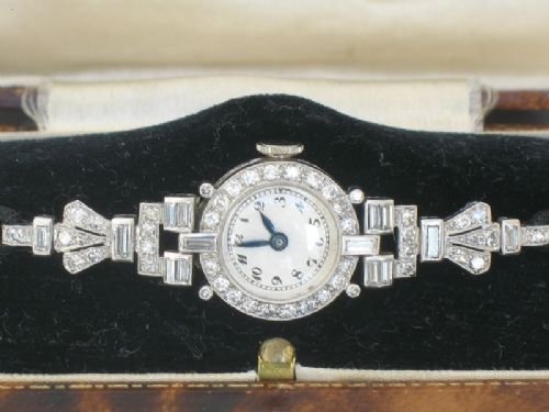 fig 2. BEAUTIFUL PLATINUM AND DIAMONDS ART DECO COCKTAIL WATCH