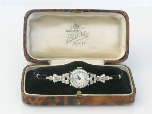fig 3. BEAUTIFUL PLATINUM AND DIAMONDS ART DECO COCKTAIL WATCH