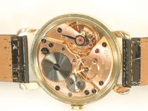 fig 3. IMMACULATE 18ct GOLD PLATED OMEGA OVERSIZE TWO TONE WATCH C1960