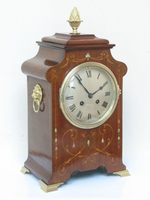 Beautiful Mahogany French Inlaid Bracket Clock Henry Marc 1880