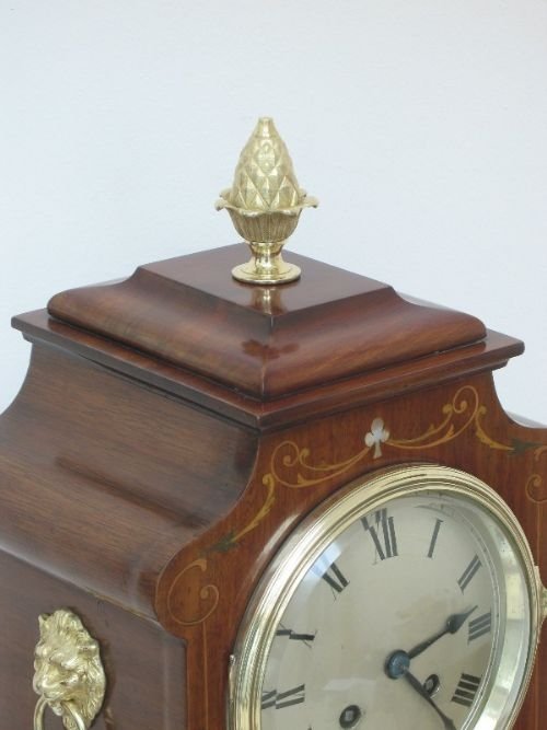 fig 2. BEAUTIFUL MAHOGANY FRENCH INLAID BRACKET CLOCK HENRY MARC 1880