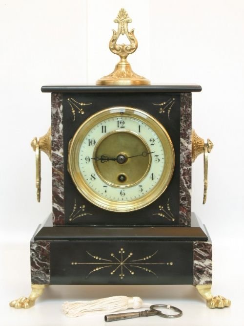Beautiful Victorian French Marble and Gilt Mantel Clock C1880