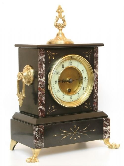fig 1. BEAUTIFUL VICTORIAN FRENCH MARBLE AND GILT MANTEL CLOCK C1880