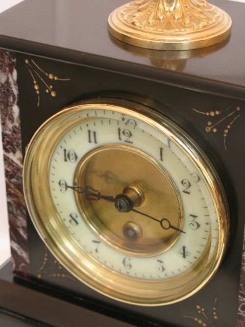 fig 2. BEAUTIFUL VICTORIAN FRENCH MARBLE AND GILT MANTEL CLOCK C1880