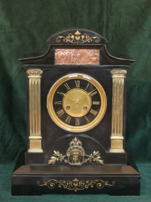Beautiful Large Victorian French Marble and Gilt Mantel Clock C1890