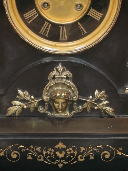fig 2. BEAUTIFUL LARGE VICTORIAN FRENCH MARBLE AND GILT MANTEL CLOCK C1890