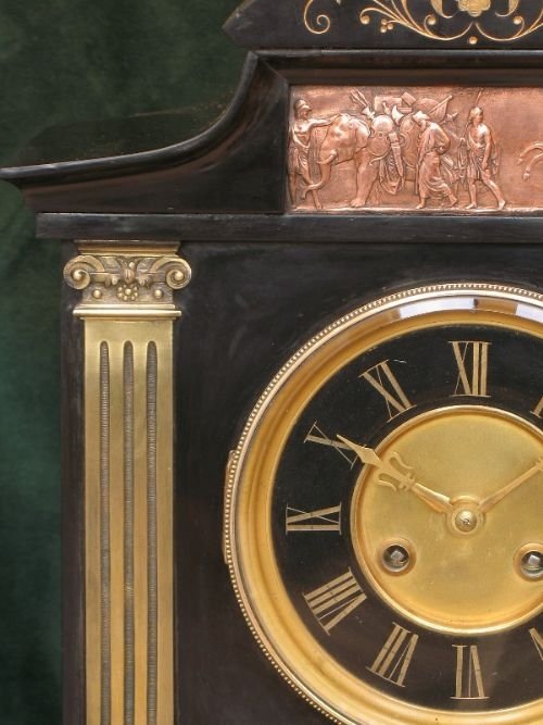 fig 3. BEAUTIFUL LARGE VICTORIAN FRENCH MARBLE AND GILT MANTEL CLOCK C1890