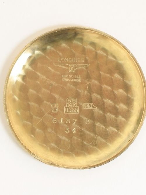 fig 4. ORIGINAL LONGINES SOLID 14CT GOLD GENTLEMENS WRISTWATCH C1951