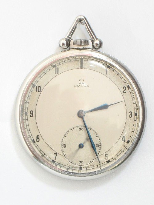 Fine Omega Art Deco Stainless Steel Pocket Watch C1936