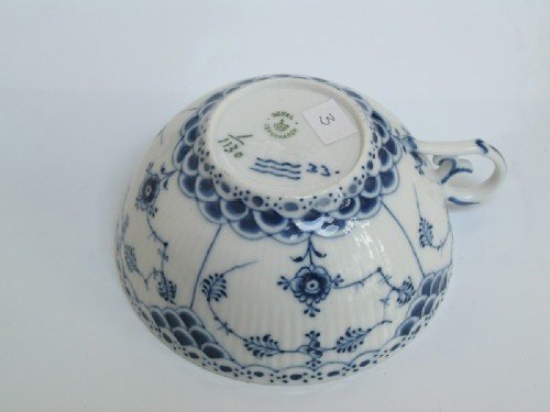 fig 1. ROYAL COPENHAGEN BLUE HALF LACE TEACUP C1920