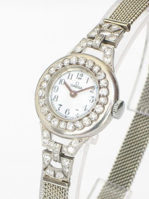 Exqusisite Platinum and Diamonds Ladies Omega Cocktail Watch C1955