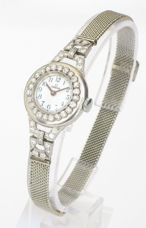 fig 1. EXQUSISITE PLATINUM AND DIAMONDS LADIES OMEGA COCKTAIL WATCH C1955