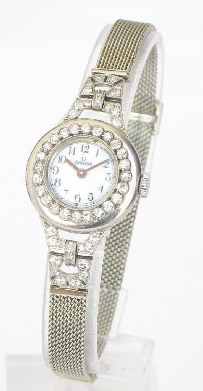 fig 2. EXQUSISITE PLATINUM AND DIAMONDS LADIES OMEGA COCKTAIL WATCH C1955