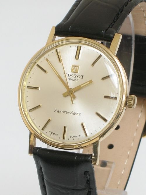 fig 1. SUPERB SOLID 9CT GOLD TISSOT SEASTAR SEVEN MENS WATCH C1960