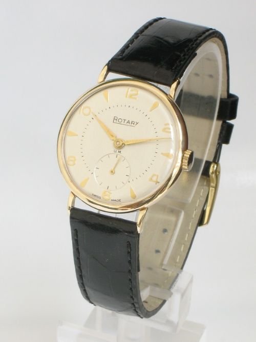 Superb Solid 9ct Gold Rotary Two Tone Dial Mens Watch C1954-55