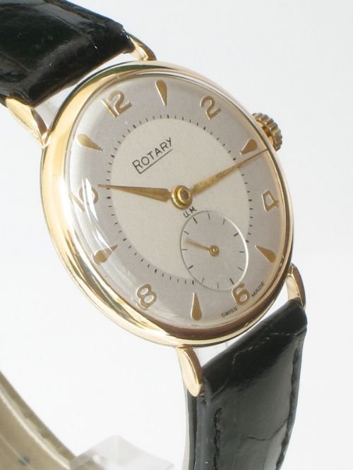 fig 1. SUPERB SOLID 9CT GOLD ROTARY TWO TONE DIAL MENS WATCH c1954-55