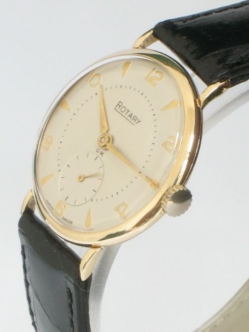 fig 2. SUPERB SOLID 9CT GOLD ROTARY TWO TONE DIAL MENS WATCH c1954-55
