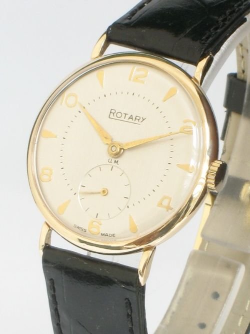 fig 4. SUPERB SOLID 9CT GOLD ROTARY TWO TONE DIAL MENS WATCH c1954-55