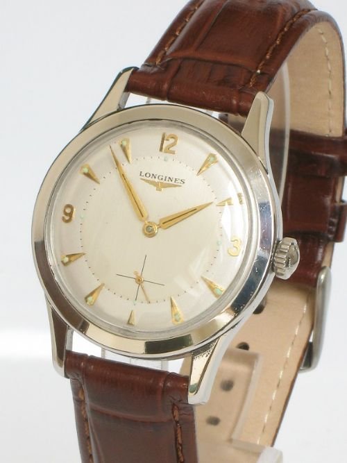 fig 1. SUPERB LONGINES STAINLESS STEEL 12.68Z MENS WATCH c1954