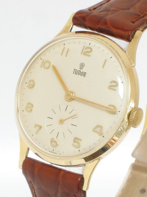 fig 2. SUPERB SOLID 9ct GOLD ROLEX TUDOR MENS WATCH