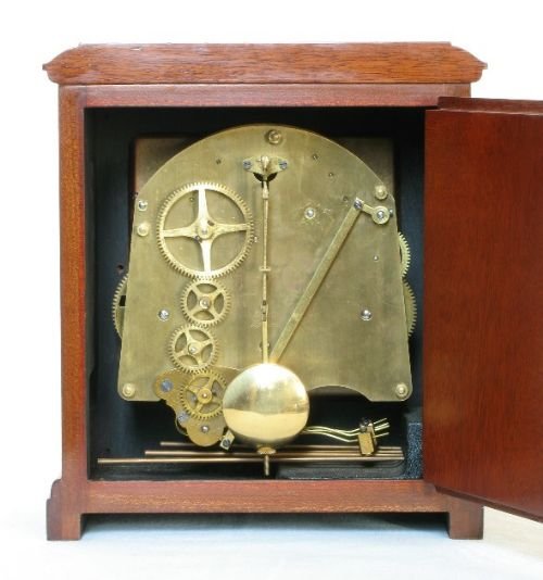 fig 2. SUPERB MAHOGANY WESTMINSTER CHIME MANTEL CLOCK BY ELLIOTT