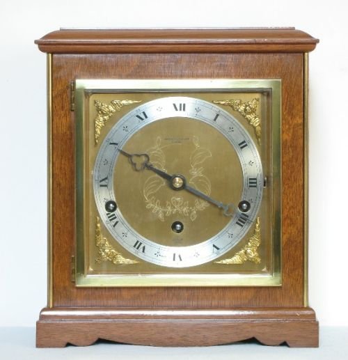 fig 3. SUPERB MAHOGANY WESTMINSTER CHIME MANTEL CLOCK BY ELLIOTT