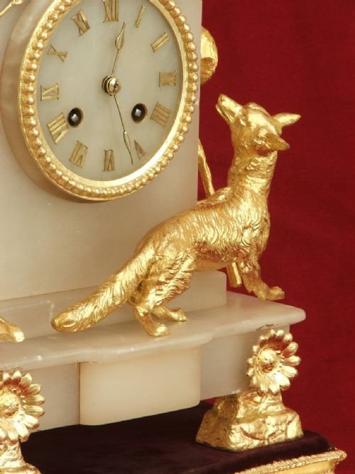 fig 2. INCREDIBLE JAPY FRERES GILT FOX AND CHICKENS MANTEL CLOCK C1870
